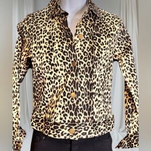Harlow Women's Leopard Print Stretch Fabric Jacket Petite Small